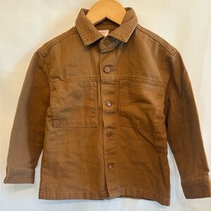 Wonder Nation Classic Caramel Brown Button Down Utility Jacket for Kids, Fall